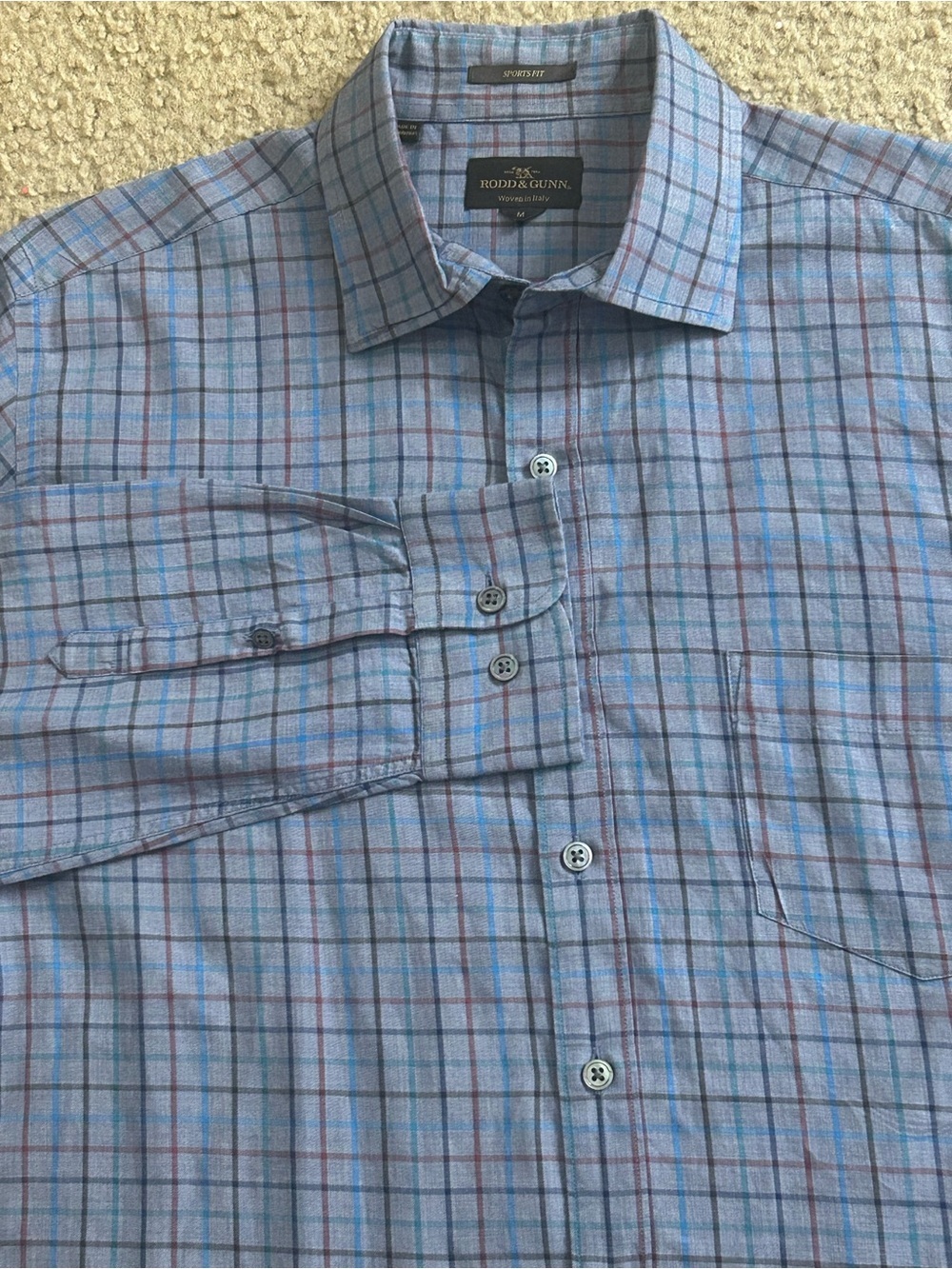 Rodd And Gunn Shirt Mens Medium Plaid Button Up Sports Fit Shirt Woven In Italy